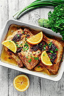 Marinated Chicken Leg Quarters (Skinless & Cut into Pieces)